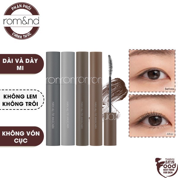 [Han All Line] Mascara Chuốt Mi Siêu Dài Và Cong Mi Tự Nhiên, Chống Trôi Hiệu Quả Romand Han All Fix Mascara 7g