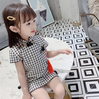 Sườn Xám In Hoa Cho Bé Gái