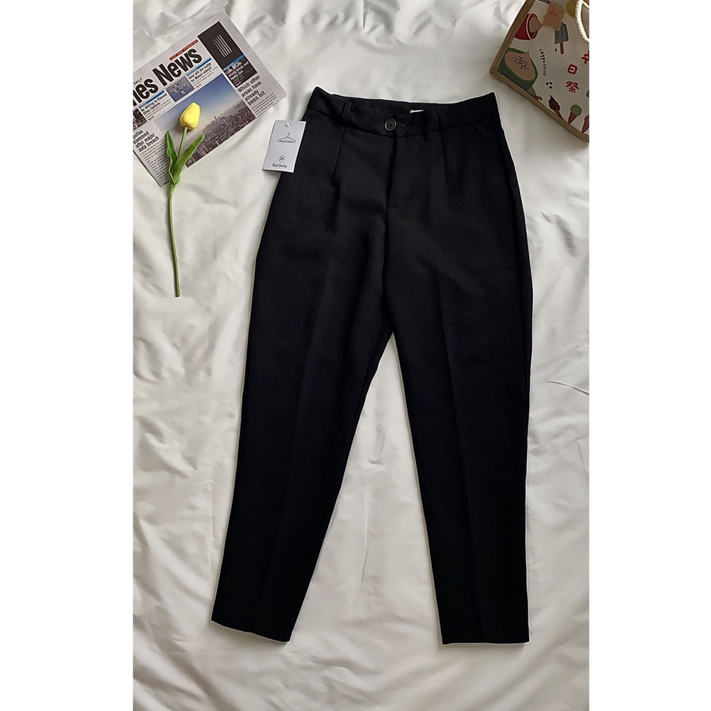 Quần tây nữ đi học ống rộng lưng cao công sở baggy đẹp M Fashion QD01