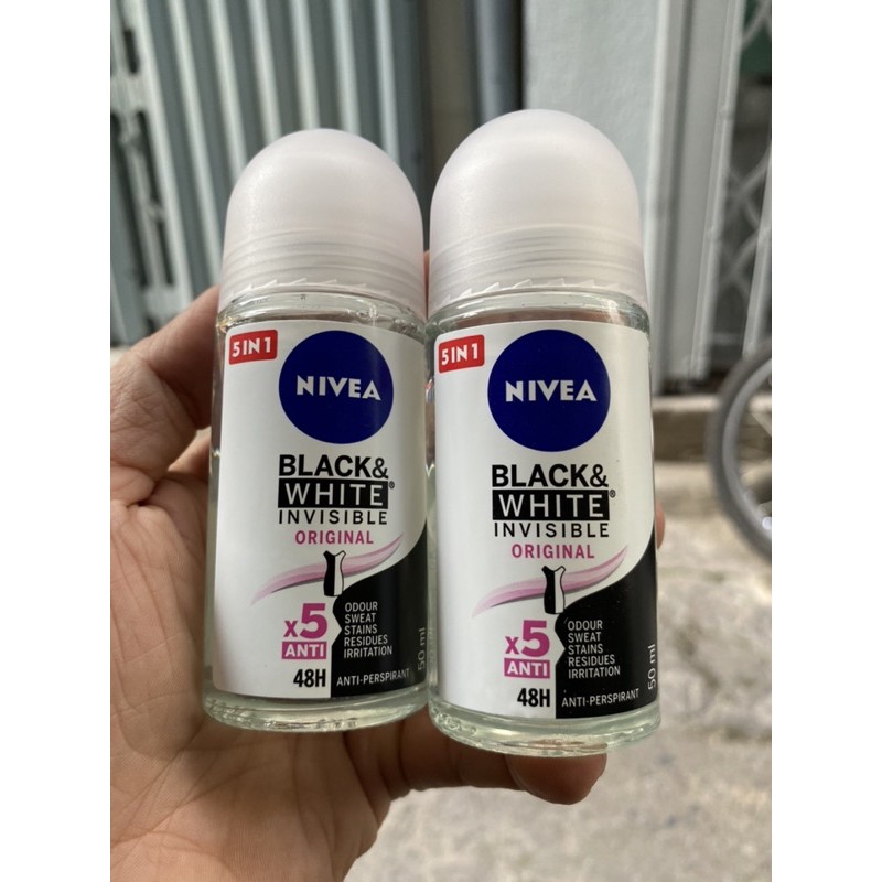 Lăn Khử Mùi Nivea Black &amp; White Invisible 50ml chính hãng