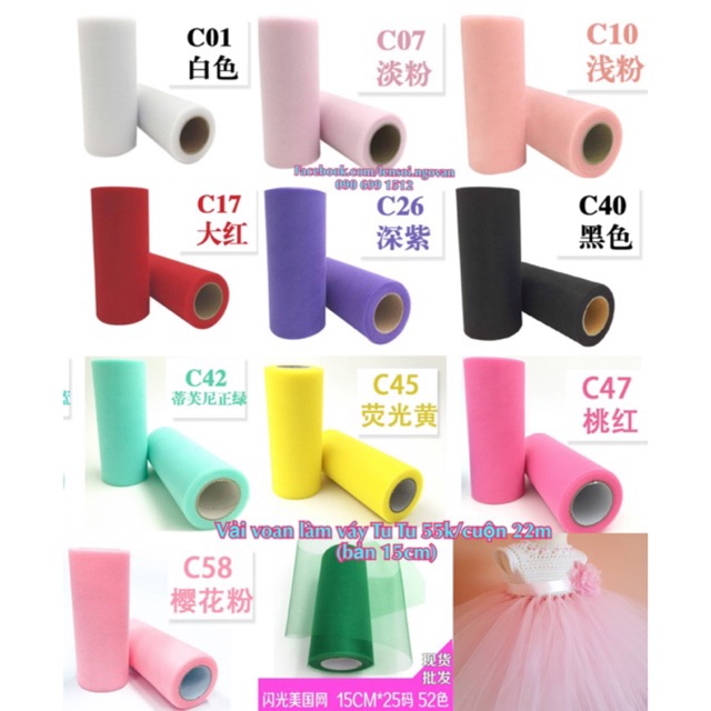 Vải voan làm váy Tu Tu (15cm x 220cm)
