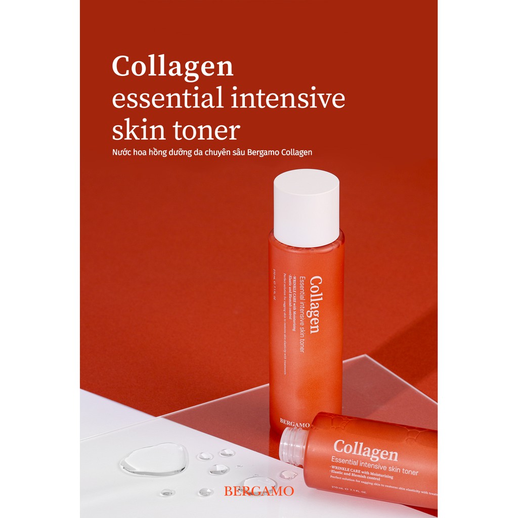 Toner Bergamo Collagen 210ml chăm sóc sâu cho da