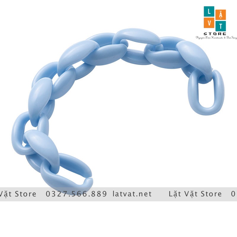 10 cái Mắt xích nhựa màu pastel, làm dây xích, dây chuyền, dây đeo khẩu trang, đồ DIY quà tặng - Mối nối nhựa ghép