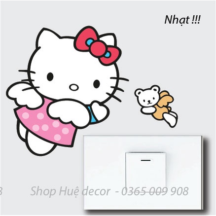 Decal dán ổ điện, sticker trang trí Hello kitty dễ thương