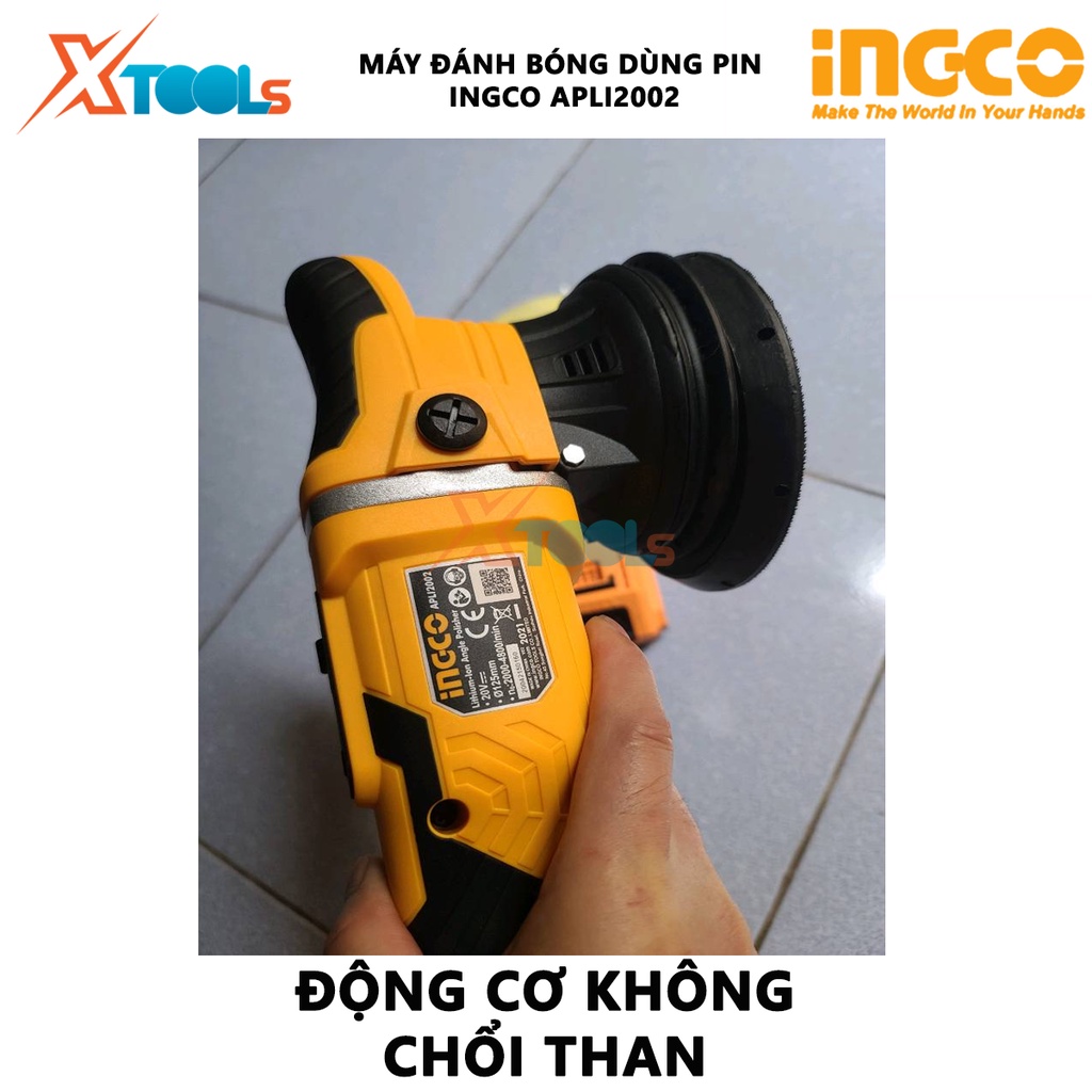 Máy đánh bóng dùng pin INGCO APLI2002 máy đánh bóng cầm tay Điện thế 20V, Tốc độ không tải 2000-48000 vòng/phút, Kích th