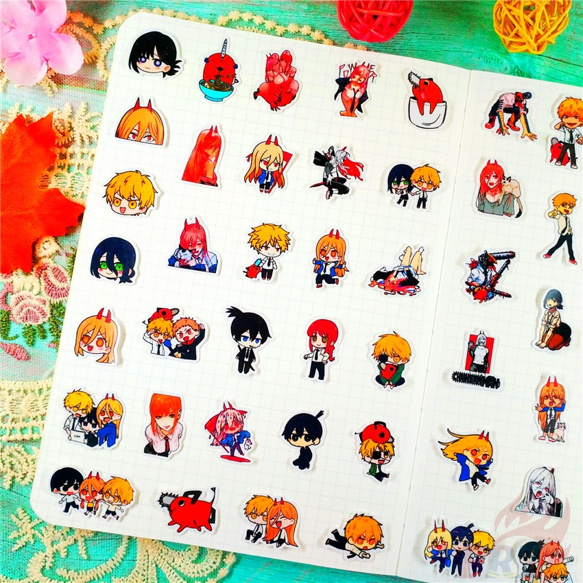★★★ Chainsaw Man Q-2 Mini Diary Manual Stickers ★★★ 60Pcs/Set DIY Fashion Scrapbooks Album Decor Decals Stickers（Size: 2~3cm）