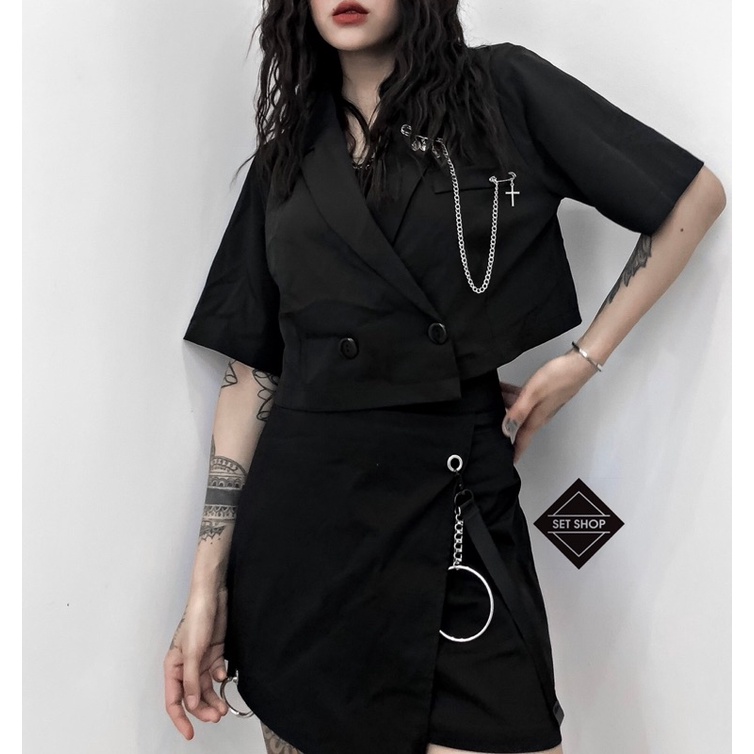 Áo blazer dáng croptop ( tặng kèm phụ kiện cài áo) | BigBuy360 - bigbuy360.vn