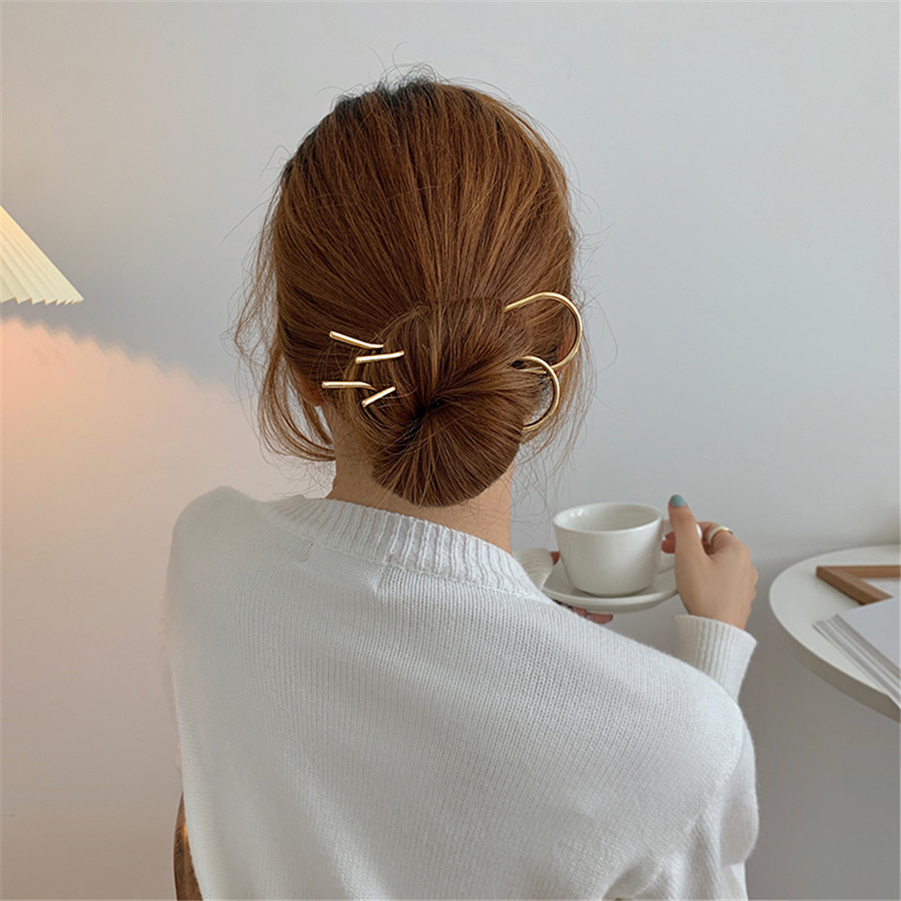 Trâm cài tóc bằng kim loại kiểu dáng đơn giản cho nữ