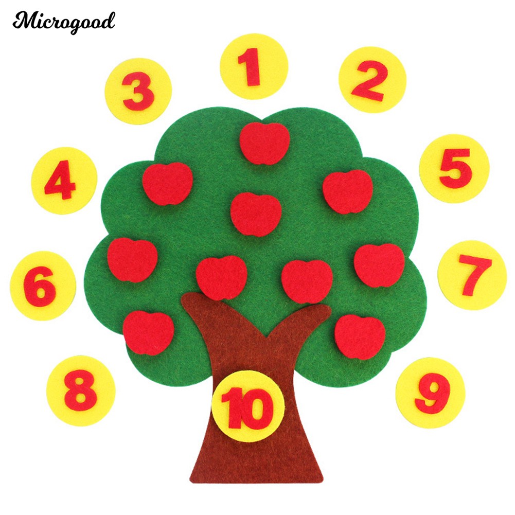 Cây táo bằng vải cho các bé tập đếm số