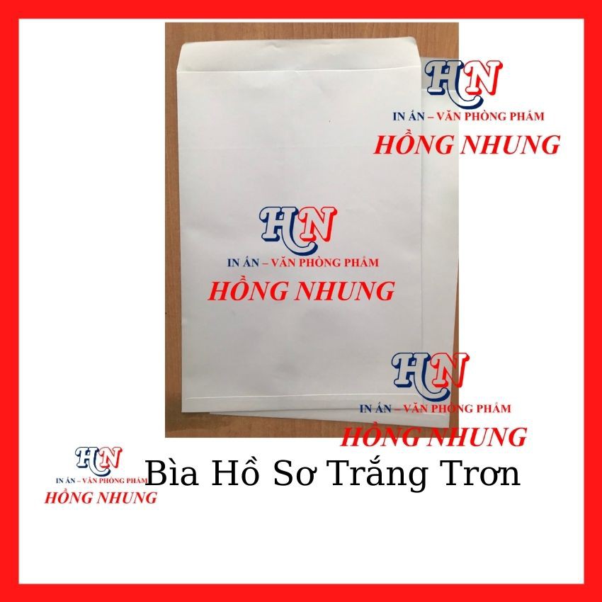 Bao Hồ Sơ Trắng Trơn, Không Keo, Màu Trắng Khổ F4