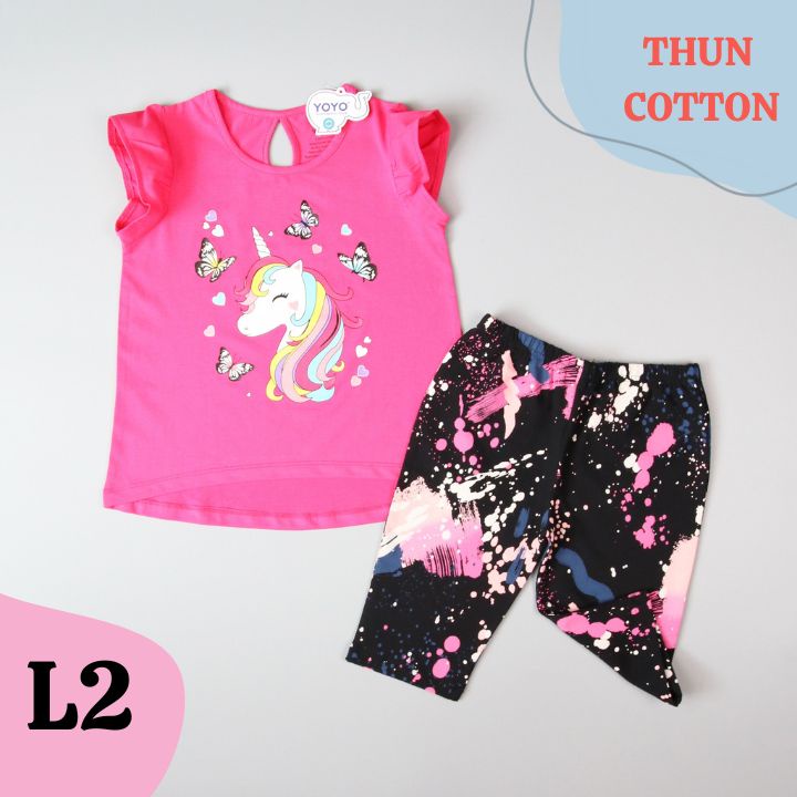 Đồ bộ bé gái yoyo dễ thương từ 10-43kg. Chất thun cotton 4 chiều, giặt không vỡ hình- Tomchuakids.