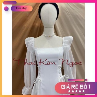 [ HÀNG THIẾT KẾ- CỰC VIP] Đầm trễ vai dài tay đan eo