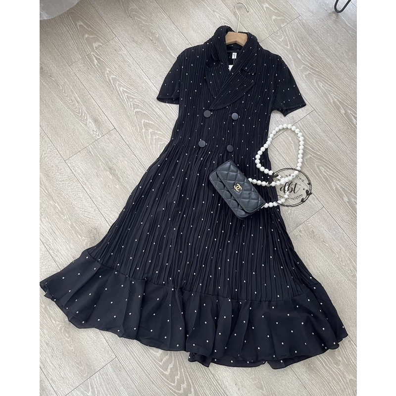 Đầm voan  bầu hàng Quảng Châu xếp ly form dài chất siêu mát