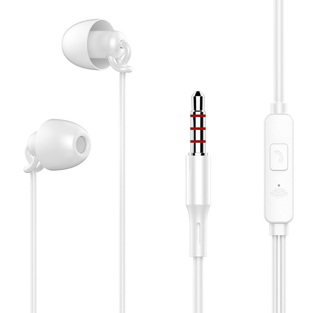 Sleeping Earphones HiFi Soft Silicone Headsets With Built-in Microphone 3.5mm In-Ear Wired Earphone For Smartphones