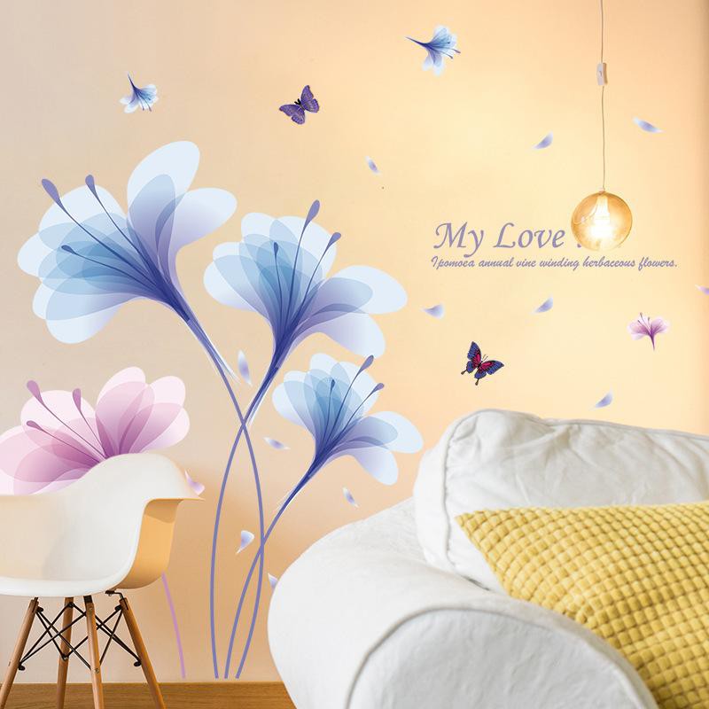 Decal dán tường hoa màu tím My Love is