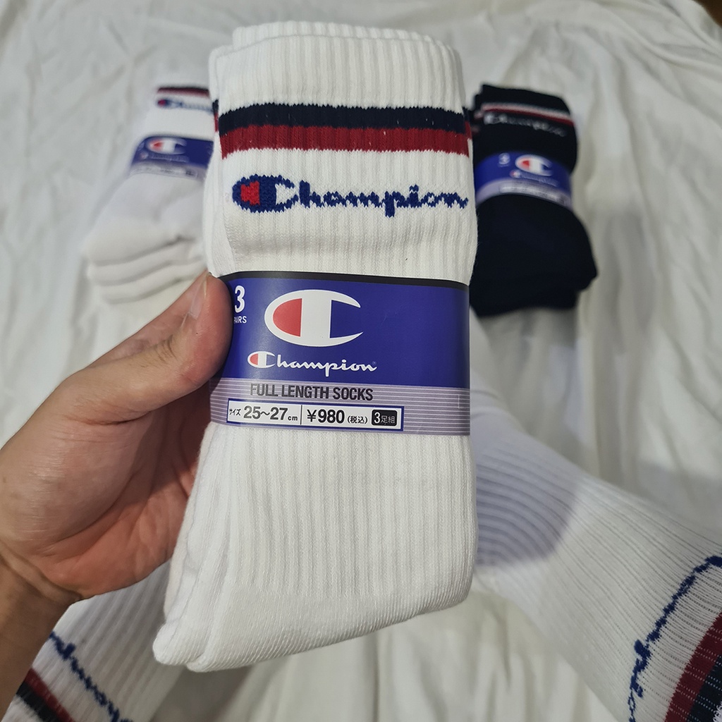 Pack 3 đôi tất thể thao champion cao cổ sọc ( Hàng xuất Nhật )