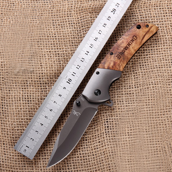 Dao Phượt gấp gọn cao cấp cán gỗ bám tay chắc chắn HUTI KNIFE Browning 354