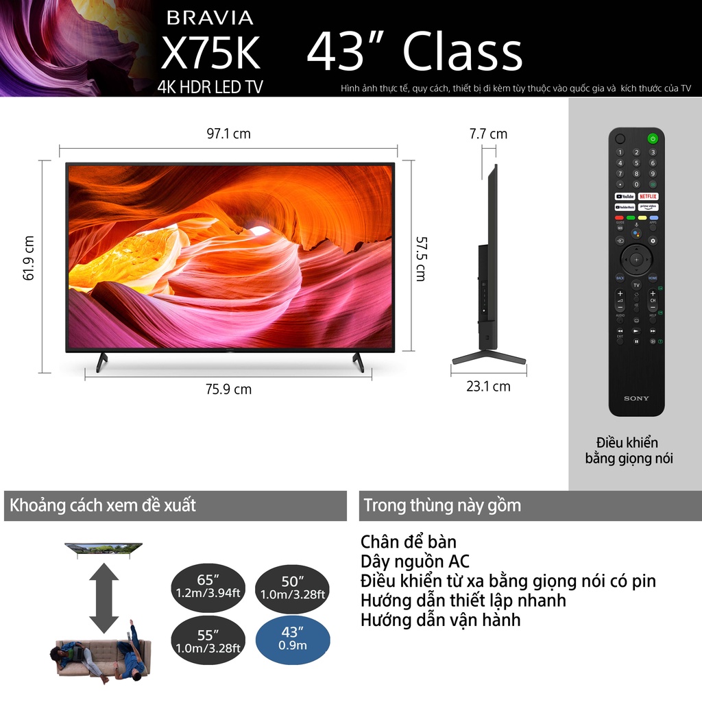 Tivi Sony KD-43X75K 43 inch Google TV