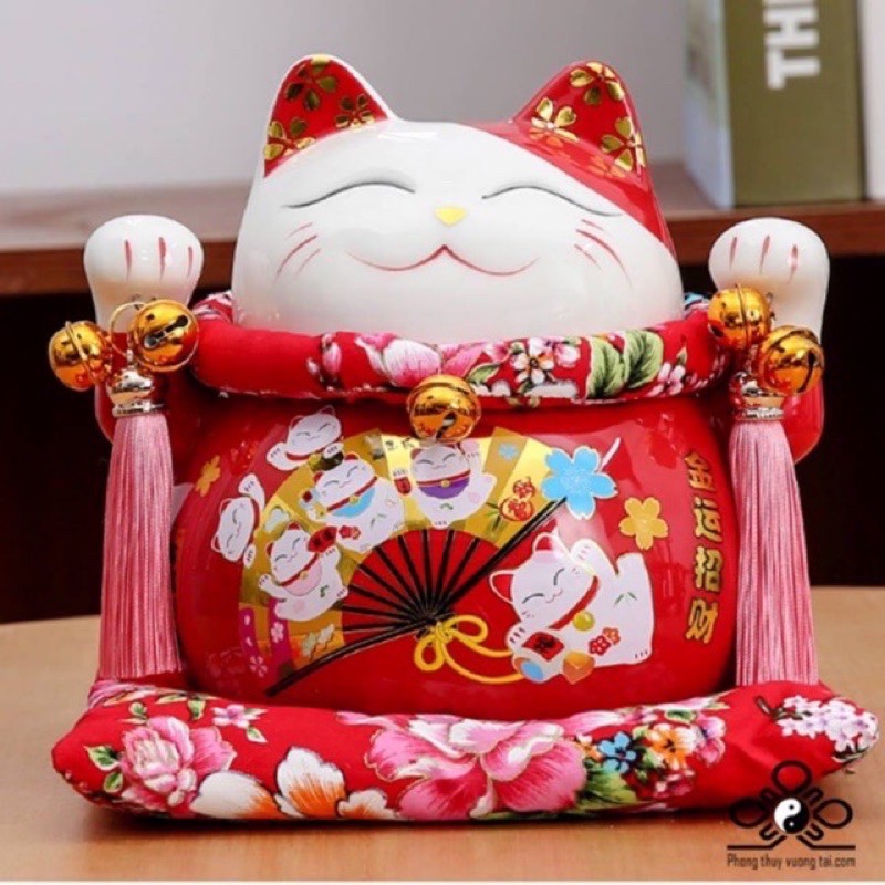 Mèo Thần Tài, Mèo May Mắn Maneki Neko cao 10 Cm