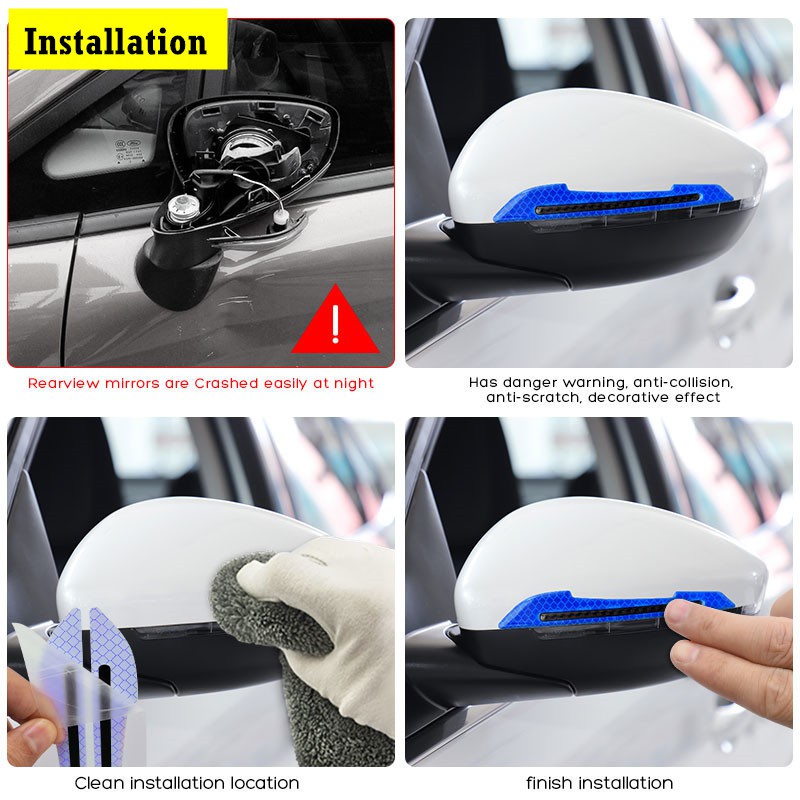 Bộ 2 Miếng Dán 3D Phản Quang Cảnh Báo An Toàn Trang Trí Gương Chiếu Hậu Xe Hơi