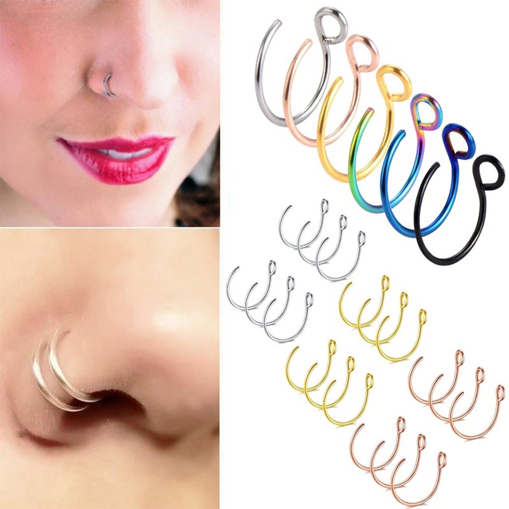 1 Khuyên Mũi Bằng Thép Không Gỉ Nhiều Màu Sắc Thời Trang Dành Cho Nữ