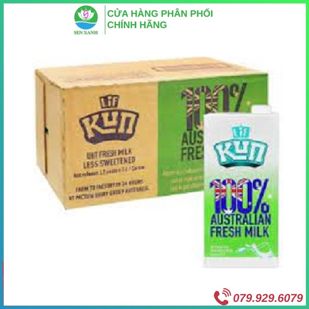 [SenXanh Emart] Thùng 12 Hộp Sữa Tươi Tiệt Trùng Lif Kun Ít Đường 1L - Nhập Khẩu Úc