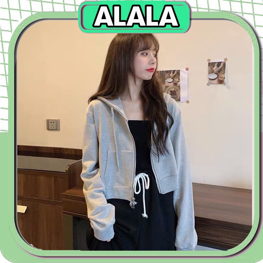 Áo khoác Hoodie có mũ len tăm dài tay trơn ALALA phối mũ nhiều màu năng động