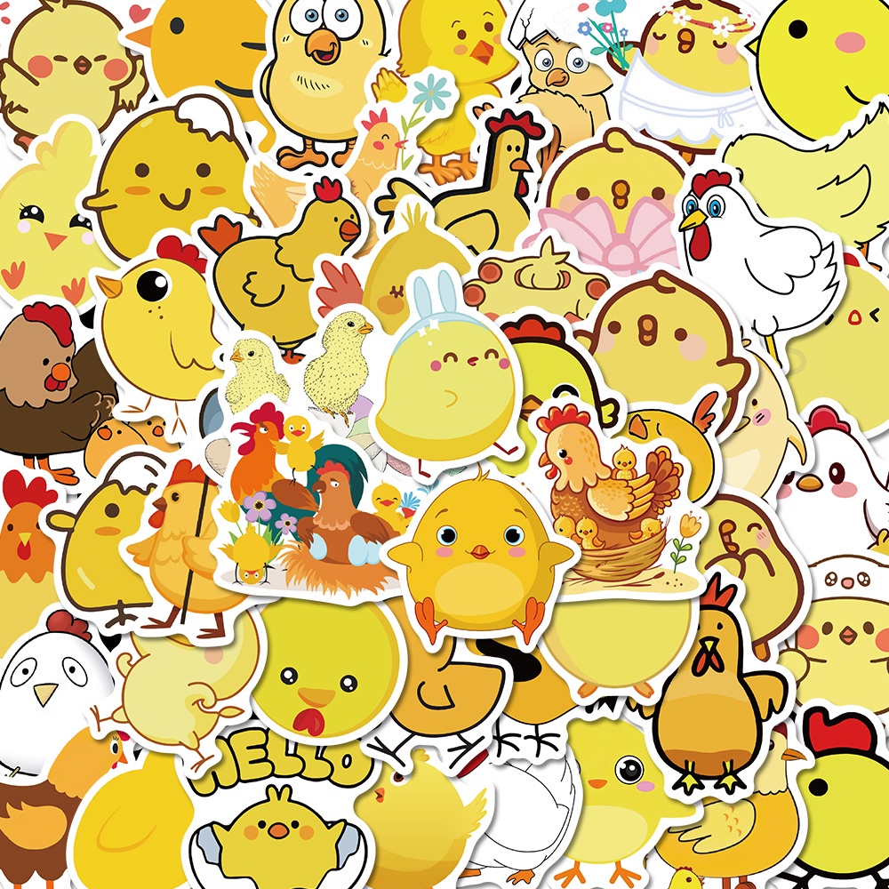 50 miếng dán hình gà con chống nước trang trí laptop/ điện thoại