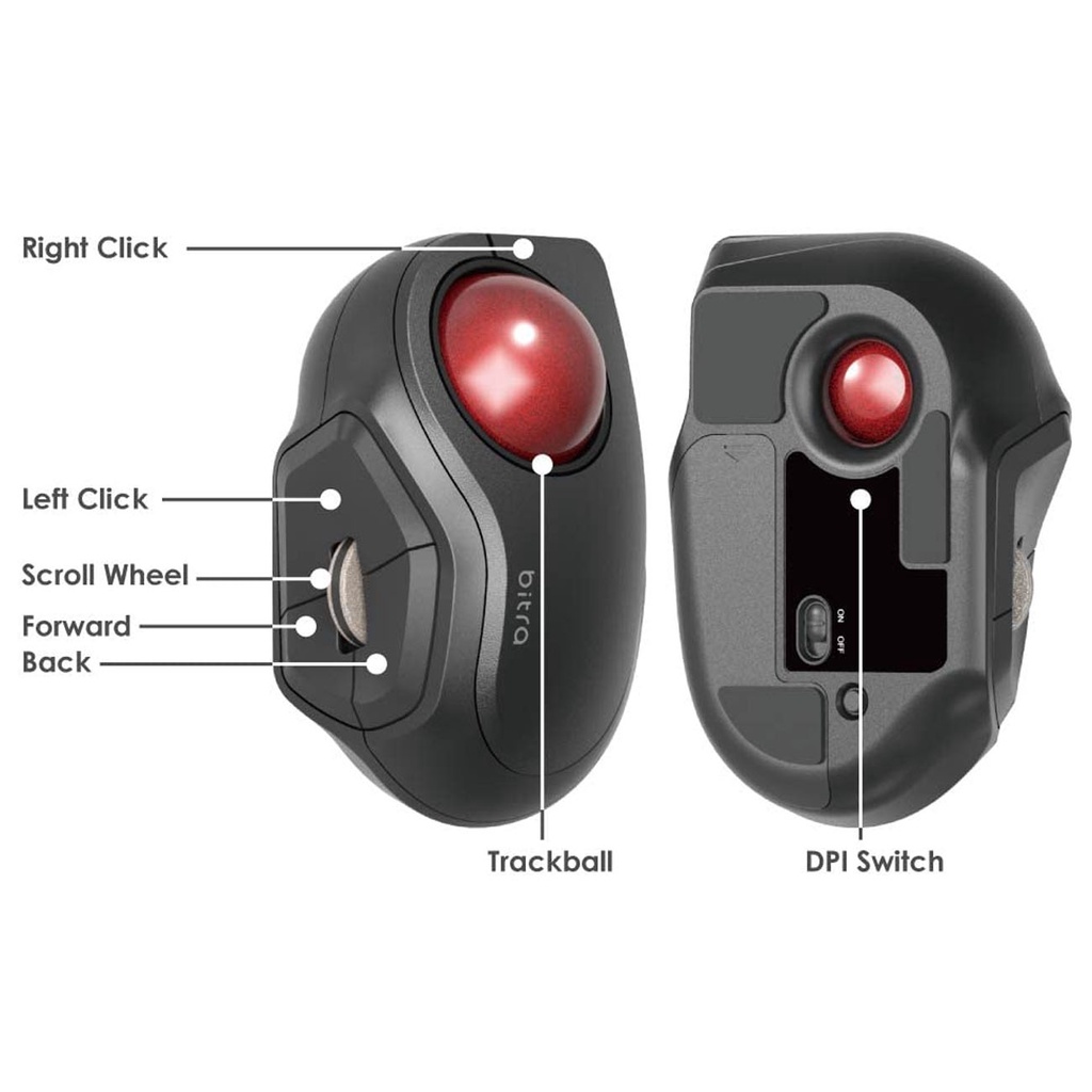 Chuột Bi Không Dây Yên Tĩnh Elecom Bitra Trackball M-MT2DRSBK Chính Hãng