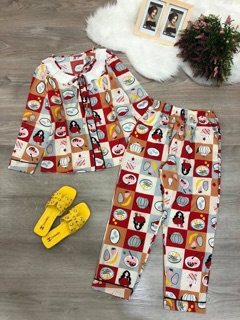 Set bộ lụa tay dài ren