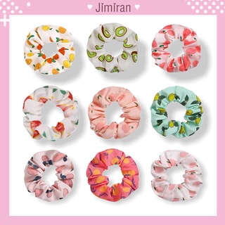 Dây buộc tóc Scrunchies JIMIRAN cột tóc vải họa tiết hoa quả xinh xắn CT03