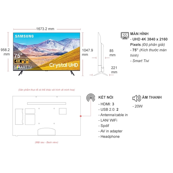 Smart Tivi Samsung 4K 75 inch UA75TU8100 | BigBuy360 - bigbuy360.vn