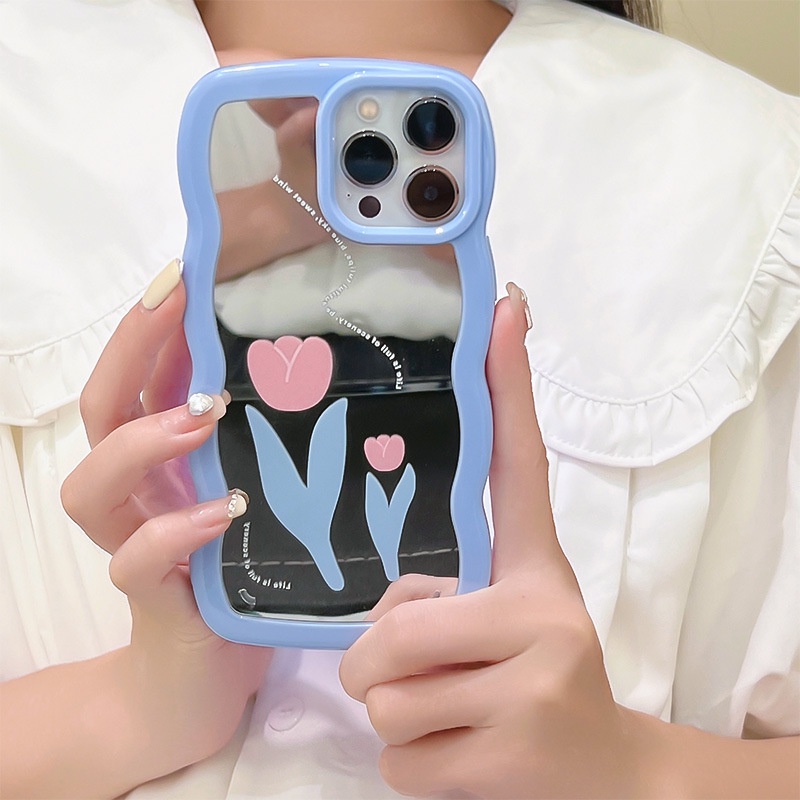 Ốp lưng iphone Ốp Điện Thoại Họa Tiết Ren Hoa Tráng Gương Cho iphone 11 / 12 / x / 8plus / 13Pro Dinuo case