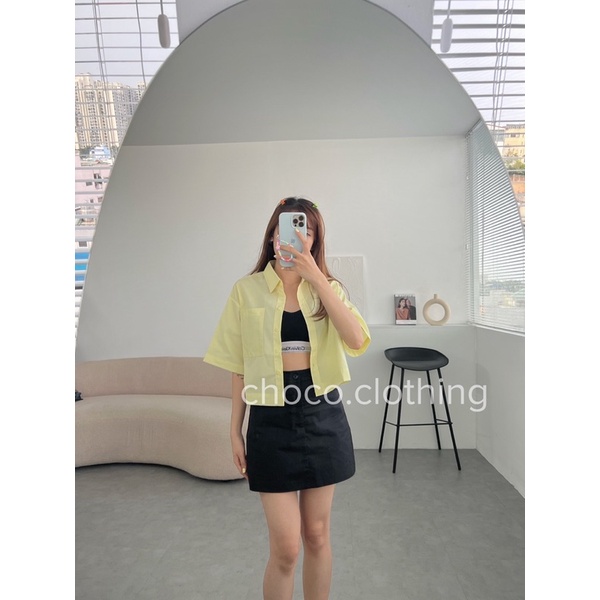 Áo somi nữ dáng crop trendy năng động phóng khoáng phù hợp với mùa hè
