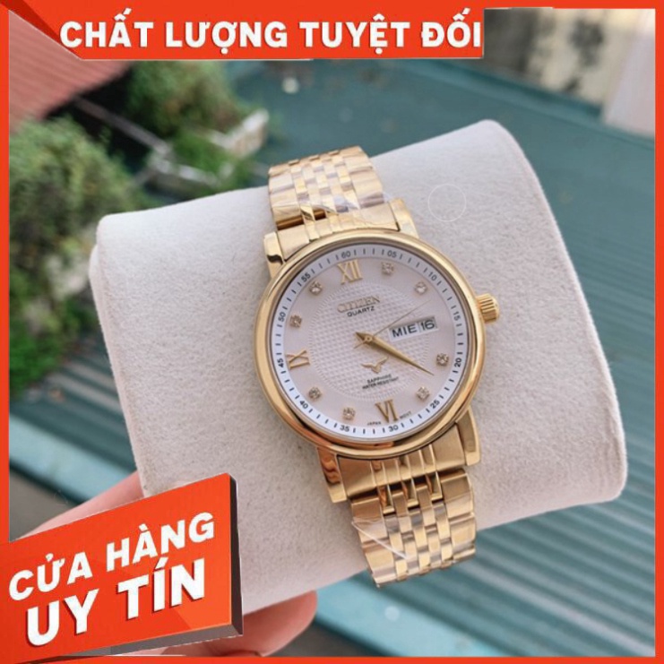 Đồng Hồ Nam citizen Sapphire CZ021 Case 38mm Mặt caro Cọc đá Máy Pin Nhật