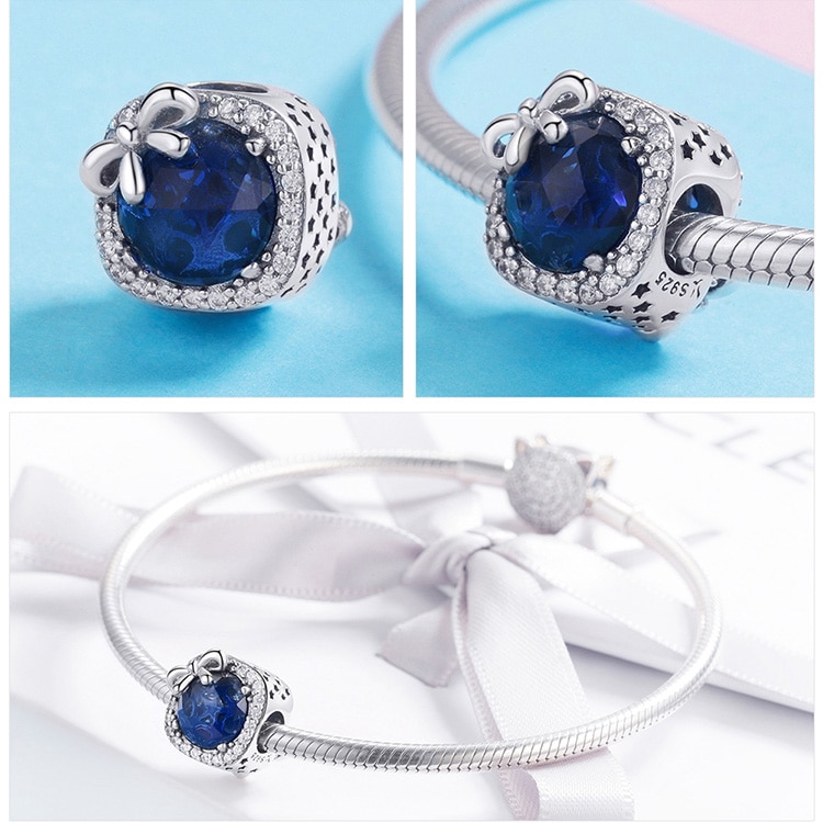 Mặt hạt trang sức Bamoer SCC1058 bằng bạc 925 đính đá nhiều màu tùy chọn