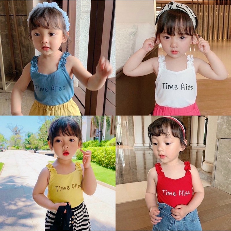 (Size 6-26kg) Áo dây bé gái thun gân cotton loại 1 mặc mát mùa hè