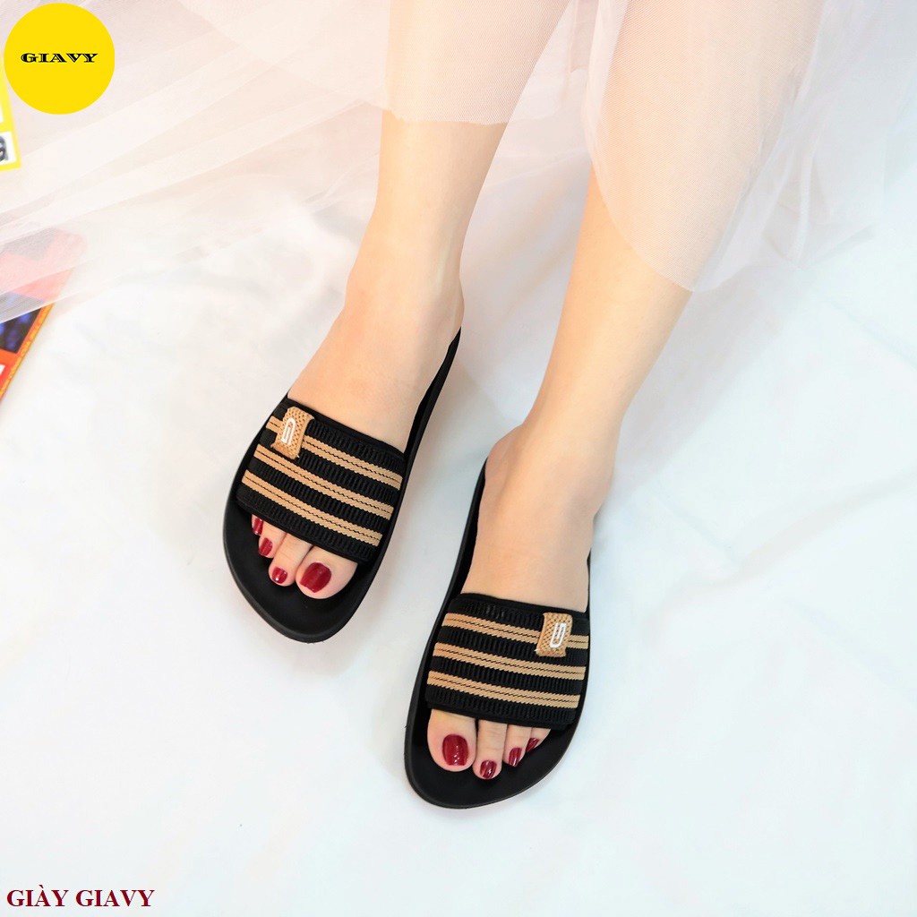 Dép nữ quai ngang sọc mix màu DTK336 - GIAVY
