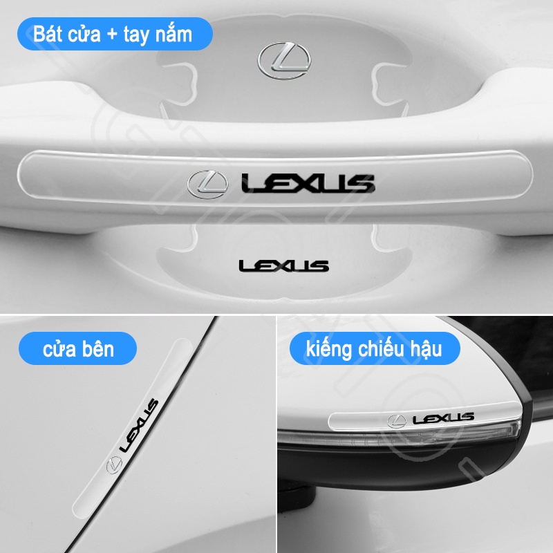 GTIOATO Trong Suốt Bộ Bảo Vệ Tay Nắm Cửa ô Tô Bộ Bảo Vệ Bát Cửa Gương Hậu Xe HơI MiếNg DáN ChốNg XưỚC Phụ Kiện Oto Cho Lexus RX350 ES250 ES300 RX300 NX LS 570 ES RX IS