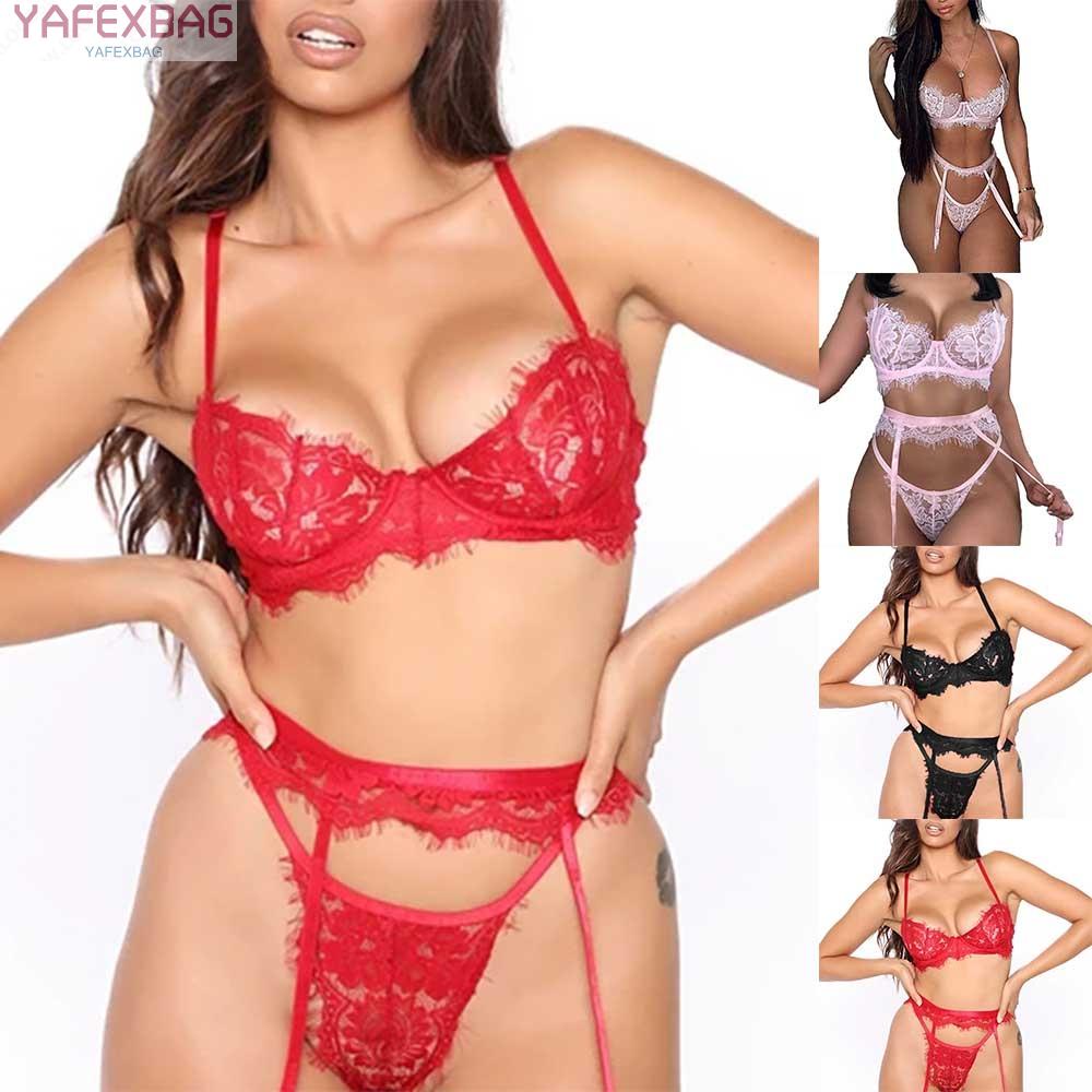 Lingerie Nightwear S-2XL Sets Sexy Sheer Thong Belt Thongs Transparent