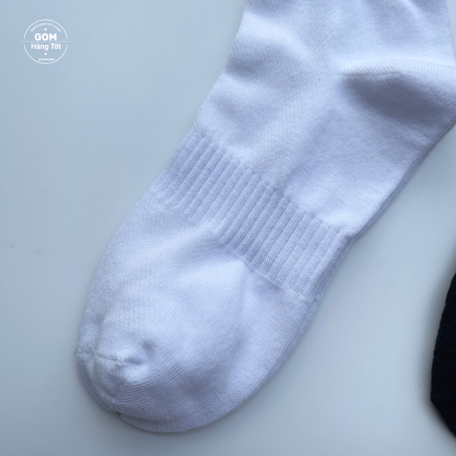 Tất vớ trơn cổ cao cotton, tất cao cổ nam nữ cổ gân tâm - LISU-TRONCAO-GANTAM