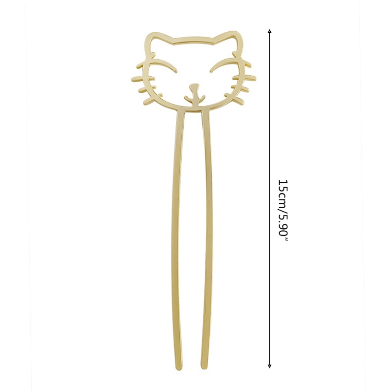 Kẹp Tóc Hình Mèo Bằng Kim Loại Nhám 2 Góc Tối Giản Hiện Đại Cho Nữ