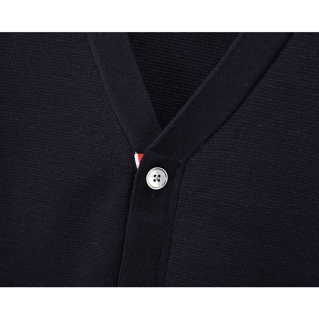 Áo khoác Cardigan nam nữ dệt kim Thom Brow.ne 8835 chất vải len da thiết kế tay áo kẻ vạch cổ áo tim cực sang trọng