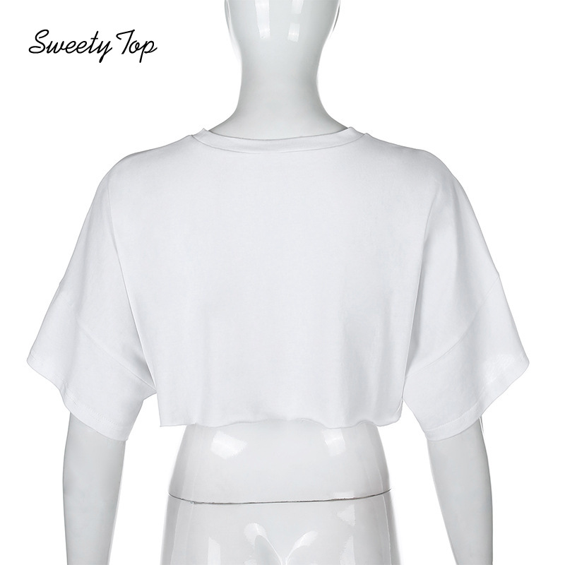 Áo Croptop Dáng Rộng Ngắn Tay Màu Trơn Đơn Giản Thời Trang Mới Cho Nữ