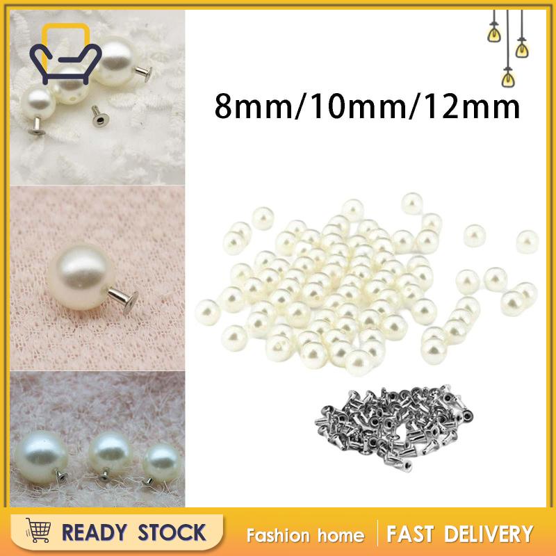 Set 100 Đinh Tán Hạt Ngọc Trai Nửa Lỗ Dùng Trang Trí Túi Da DIY Happi2ness