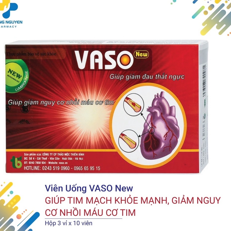Viên Uống VASO New - Giúp Tim Mạch Khỏe Mạnh, Hổ trợ giảm cholesteron máu - Hộp 30 viên