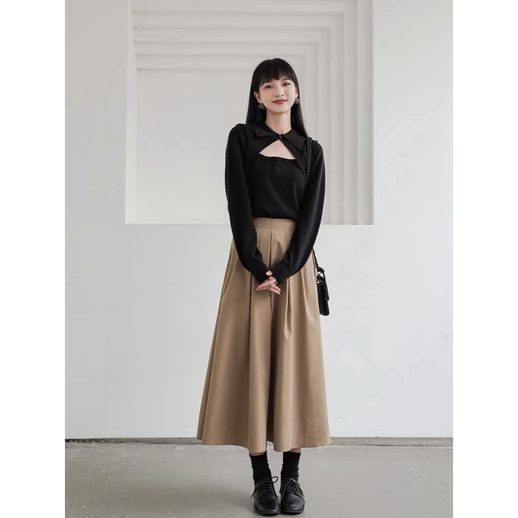 Chân váy kaki cổ điển dáng xòe bồng bềnh có chun sau hàng Thiết kế chất lượng cao - CRABE FASHION