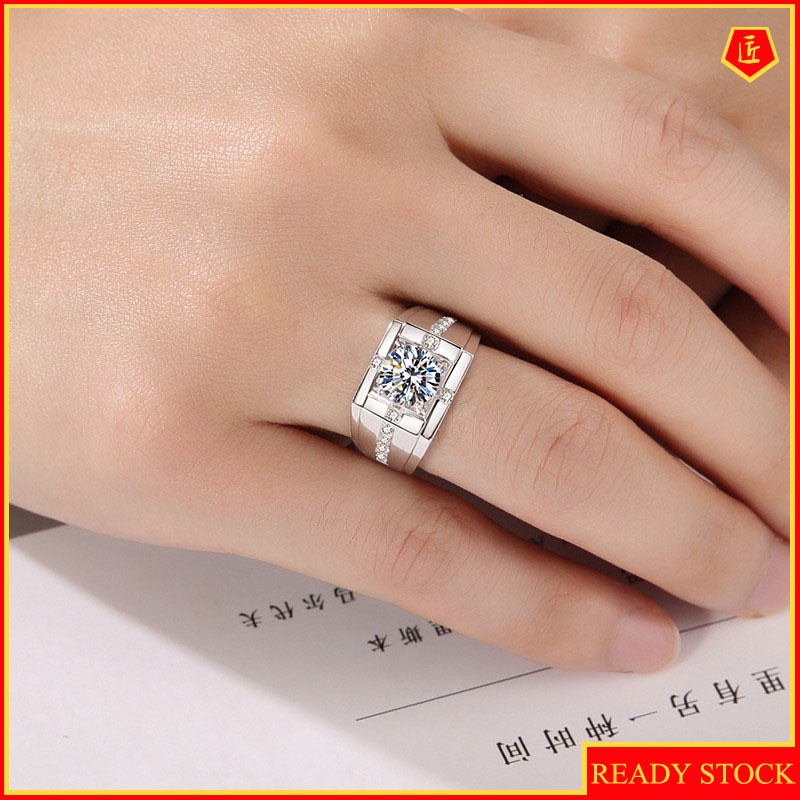 Nhẫn nam Pt950 thời trang dát nhẫn nam kim cương