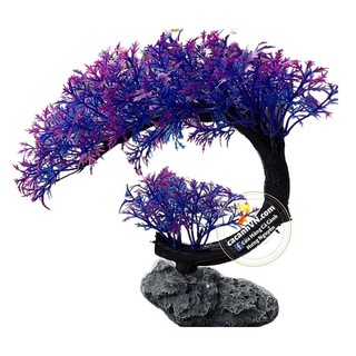Cây giả cho bể cá mini , cây nhựa màu tím