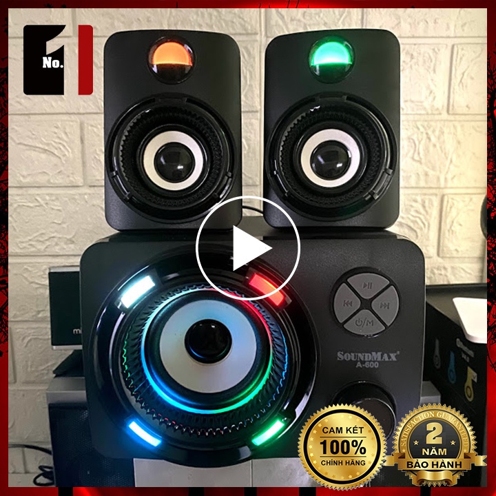 Loa Máy Vi Tính Bluetooth Để Bàn Chính Hãng 2.1 SoundMax A600 Led RGB Loa Gaming Nghe Nhạc Laptop Pc Có Dây
